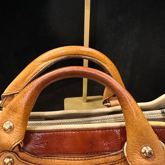 Celine Gorgeous Tan and Red Leather Satchel - Picture 8 of 16